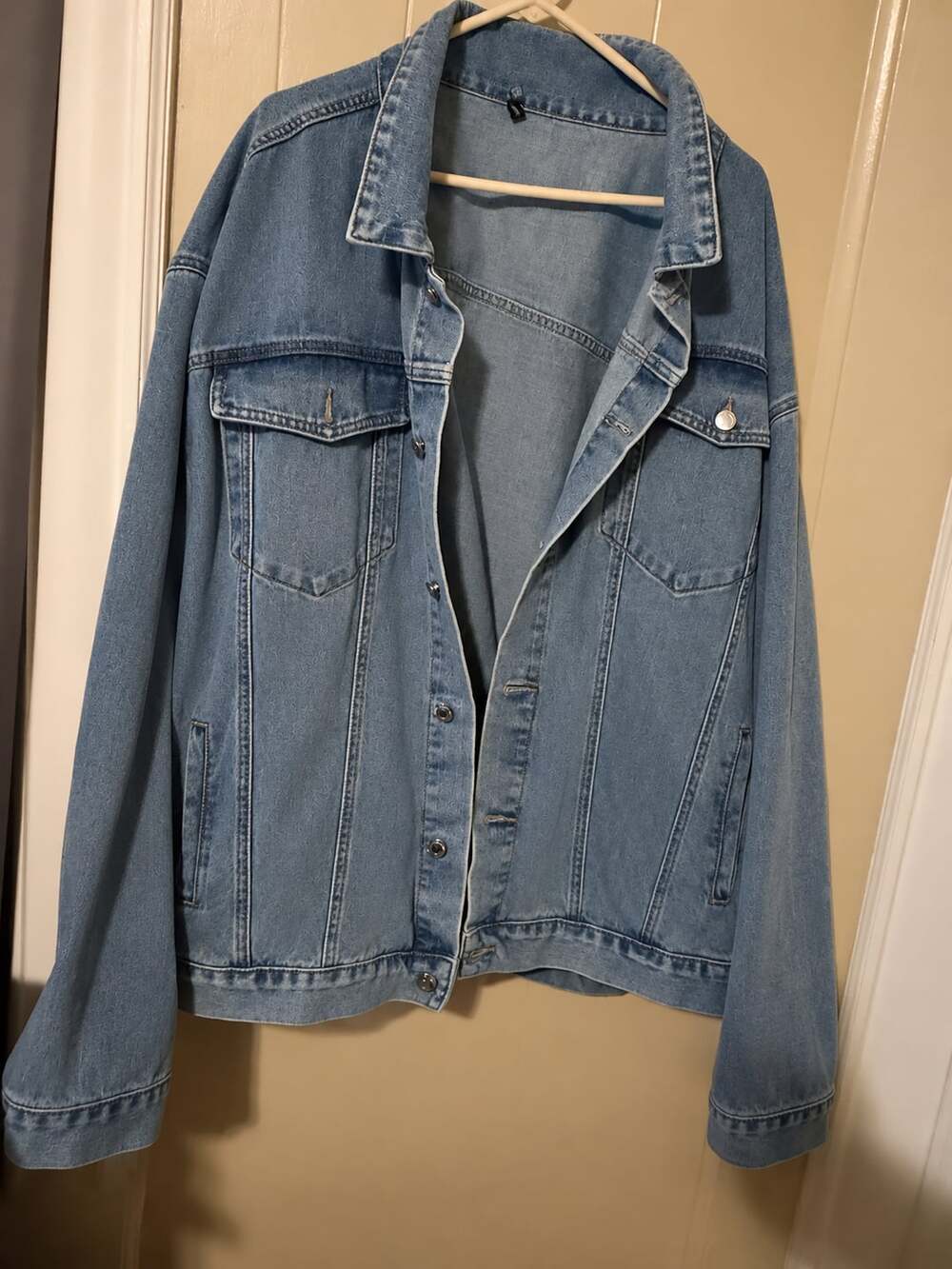 PrettyLittleThing Denim Jacket Size USA 22 Blue Oversized Trucker
